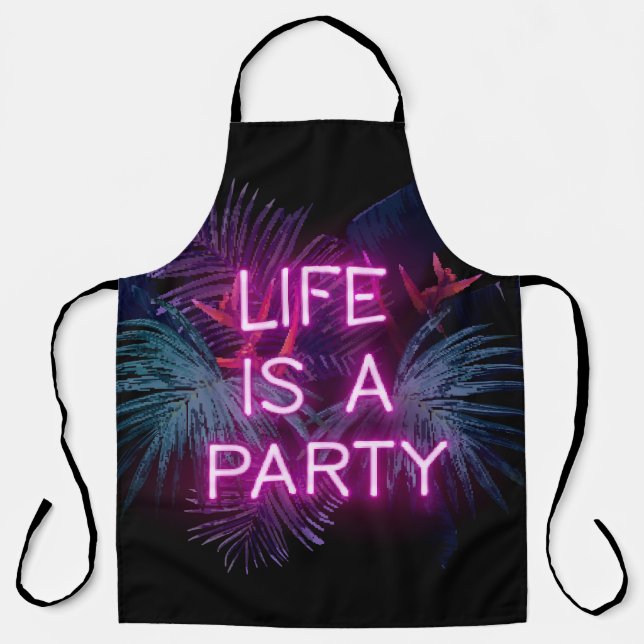 Tropical party, neon palm leaves. apron (Front)