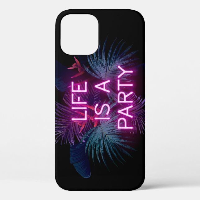 Tropical party, neon palm leaves. Case-Mate iPhone case (Back)