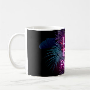 Tropical party, neon palm leaves. coffee mug
