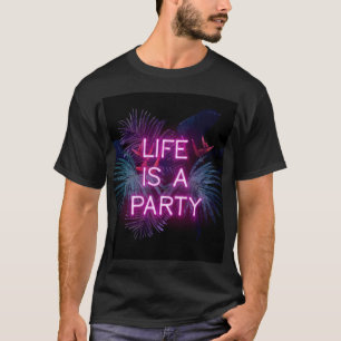 Tropical party, neon palm leaves. T-Shirt
