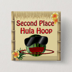 Tropical Party Tiki Hut 2nd Place Hula Hoop 15 Cm Square Badge