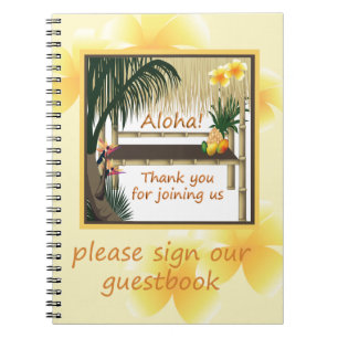 Tropical Party Tiki Hut Guestbook Notebook