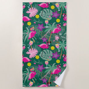 🤩Tropical party with pickleball,  Beach Towel