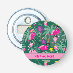 🤩Tropical party with pickleball, custom text Bottle Opener