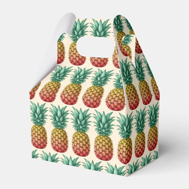 Tropical party with retro pineapple favour box (Front Side)