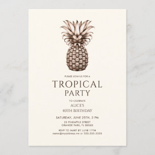 Tropical Party with vintage pineapple Invitation