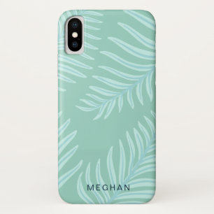 tropical pastel foliage monogram iPhone x case