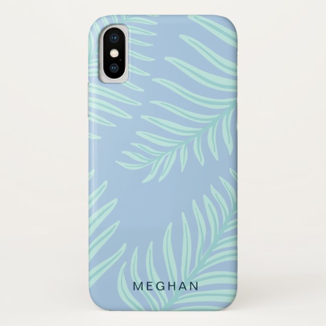 tropical pastel foliage monogram Case-Mate iPhone case (Back)
