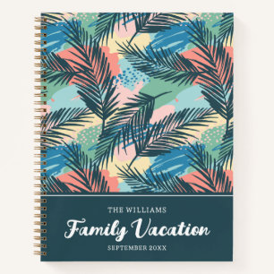 Tropical Pastel Leaf Family Vacation Journal