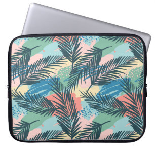 Tropical Pastel Leaf Pattern Laptop Sleeve