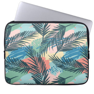 Tropical Pastel Leaf Pattern Laptop Sleeve
