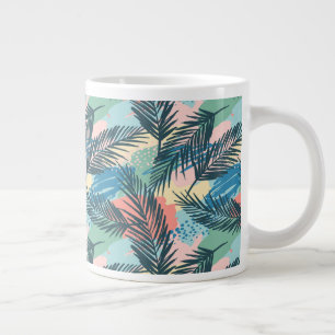 Tropical Pastel Leaf Pattern Large Coffee Mug