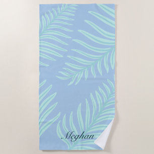 Tropical Pastel Leaves Monogram Beach Towel
