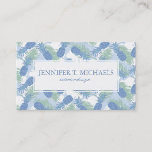 Tropical Pastel Pineapple Pattern Business Card