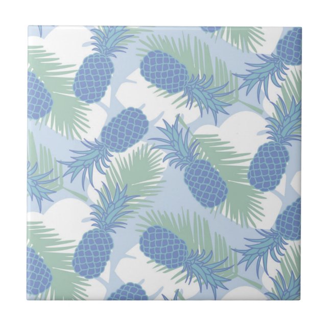 Tropical Pastel Pineapple Pattern Ceramic Tile (Front)