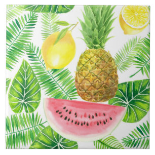 Tropical pattern ceramic tile