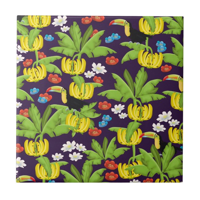 Tropical pattern ceramic tile (Front)
