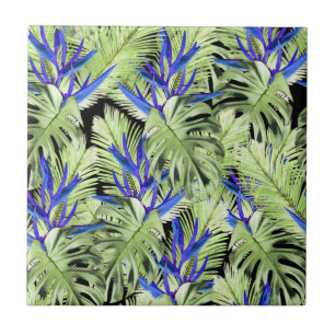 Tropical pattern ceramic tile