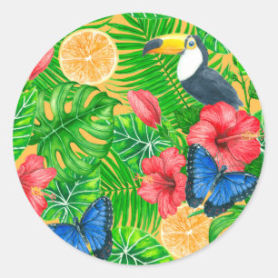 Tropical pattern classic round sticker