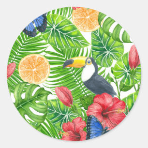 Tropical pattern classic round sticker