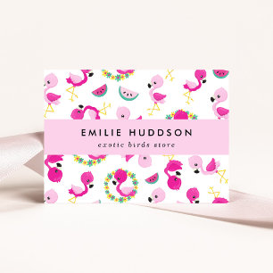 Tropical Pattern, Flamingos, Pet Shop, Bird Store Business Card