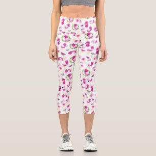 Tropical Pattern, Flamingos, Watermelons, Flowers Capri Leggings