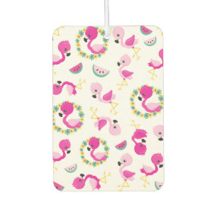 Tropical Pattern, Flamingos, Watermelons, Flowers Car Air Freshener