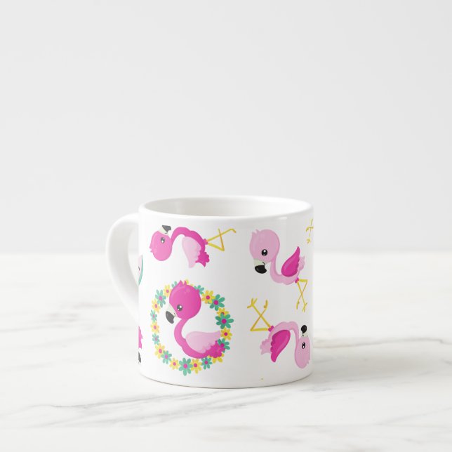 Tropical Pattern, Flamingos, Watermelons, Flowers Espresso Cup (Front Left)