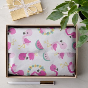 Tropical Pattern, Flamingos, Watermelons, Flowers Tissue Paper