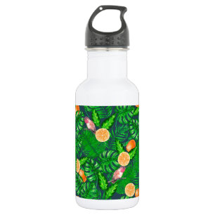 Tropical pattern, hummingbirds 532 ml water bottle