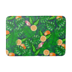 Tropical pattern, hummingbirds bath mat
