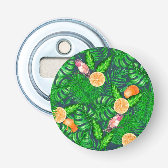 Tropical pattern, hummingbirds bottle opener (Front)