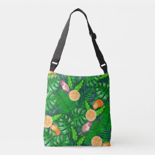 Tropical pattern, hummingbirds crossbody bag