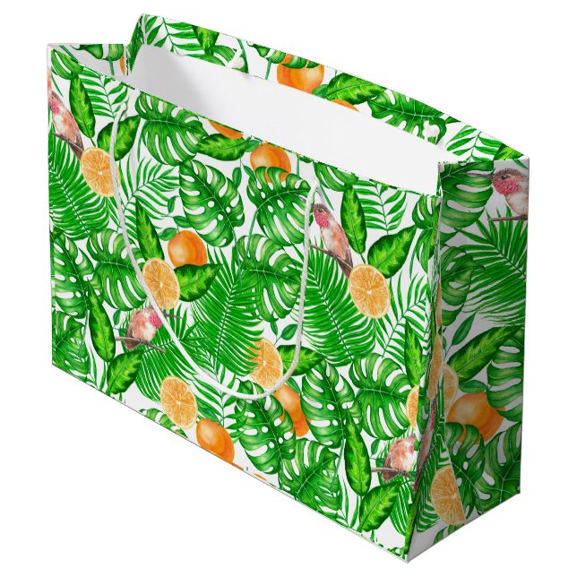Tropical pattern, hummingbirds II Large Gift Bag (Back Angled)