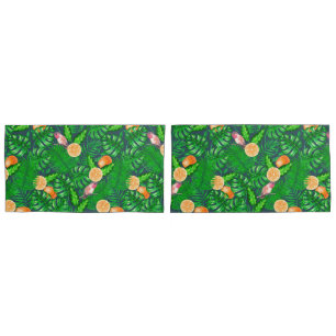 Tropical pattern, hummingbirds pillowcase