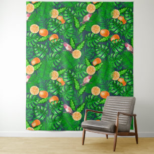 Tropical pattern, hummingbirds tapestry