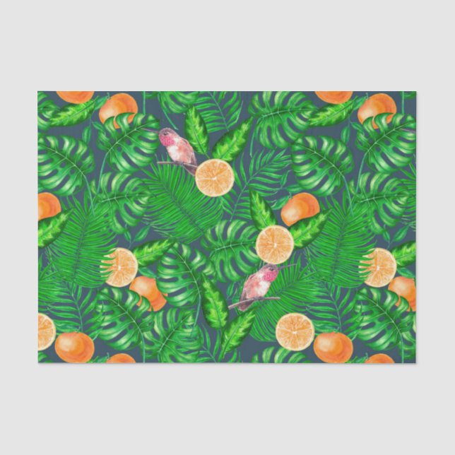 Tropical pattern, hummingbirds tissue paper (Front)