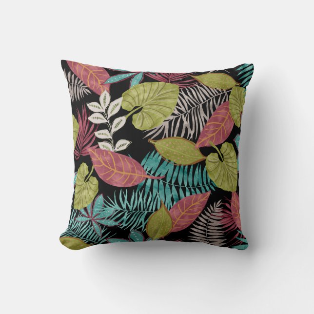 Tropical pattern made with dark background and lea cushion (Front)