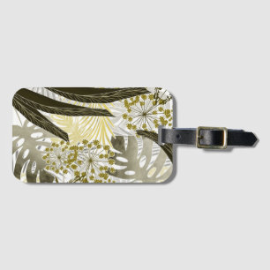 Tropical pattern monstera palm leaves exotic luggage tag
