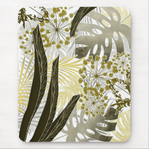 Tropical pattern monstera palm leaves exotic mouse pad