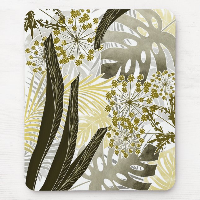 Tropical pattern monstera palm leaves exotic mouse pad (Front)