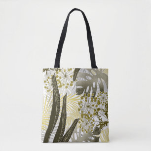 Tropical pattern monstera palm leaves exotic tote bag