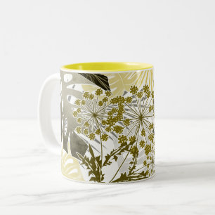 Tropical pattern monstera palm leaves exotic Two-Tone coffee mug