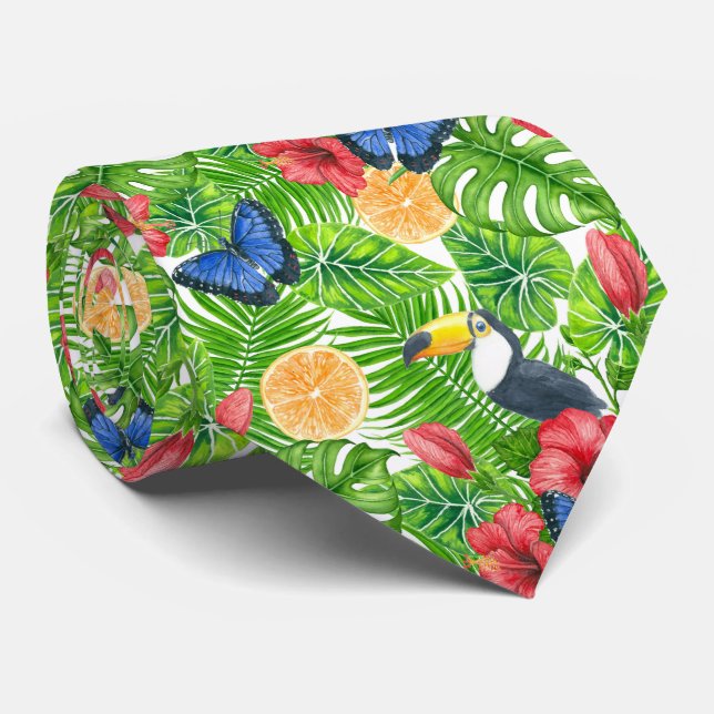 Tropical pattern neck tie (Rolled)