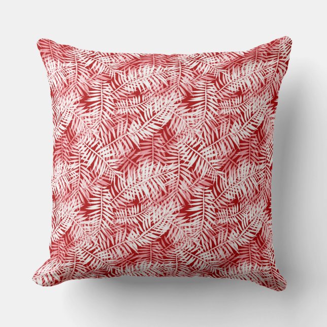 Tropical pattern palm leaves cushion (Front)
