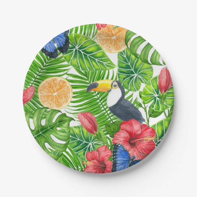 Tropical pattern paper plate (Front)