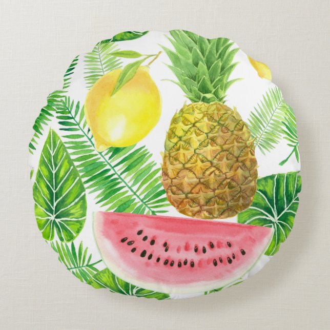 Tropical pattern round cushion (Front)