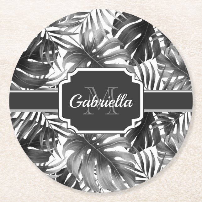 Tropical Pattern Round Paper Coaster (Front)