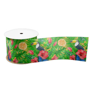 Tropical pattern satin ribbon