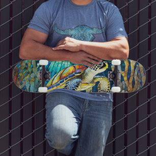 Tropical pattern skateboard
